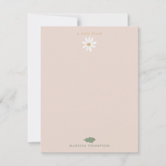 Cute Daisy Floral Blossoms & Greenery Custom Name Bedankkaart (Voorkant)