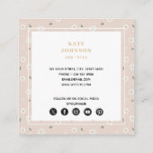 Cute Daisy Floral Blossoms & Greenery Florist Vierkante Visitekaartje (Achterkant)