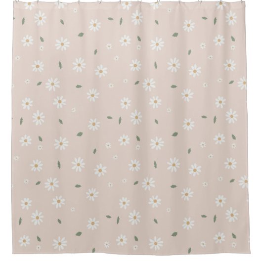 Cute Daisy Floral Blossoms & Greenery Girl Nursery Douchegordijn (Voorkant)