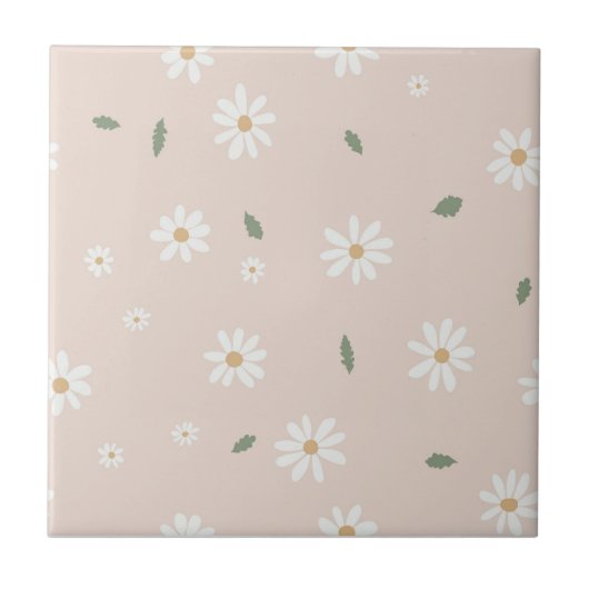 Cute Daisy Floral Blossoms & Greenery Girl Nursery Tegeltje (Voorkant)