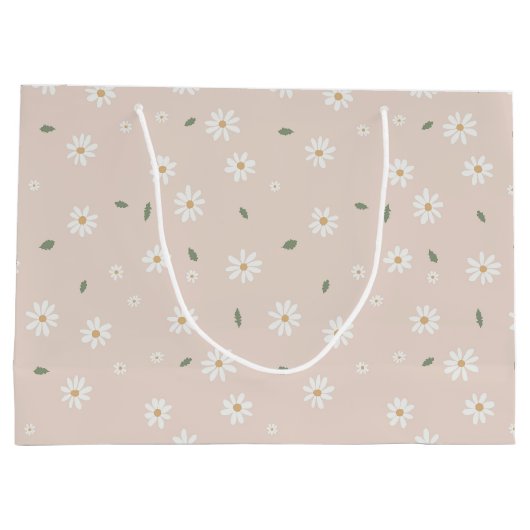 Cute Daisy Floral Blossoms & Greenery Groot Cadeauzakje (Achterkant)