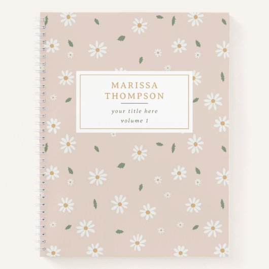 Cute Daisy Floral Blossoms & Greenery Notitieboek (Voorkant)