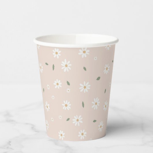 Cute Daisy Floral Blossoms & Greenery Papieren Bekers (Links)