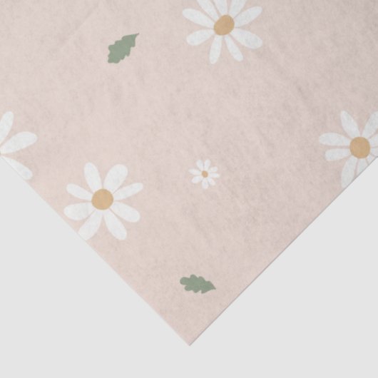 Cute Daisy Floral Blossoms & Greenery Tissuepapier (Detail)