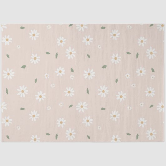 Cute Daisy Floral Blossoms & Greenery Tissuepapier (Voorkant)