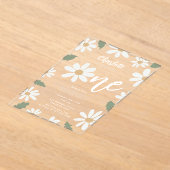 Cute Daisy Flower 1st Birthday Girl Pink Acryl Uitnodigingen (Laagn)