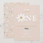 Cute Daisy Flower 1st Birthday Girl Pink Kaart (Voorkant / Achterkant)