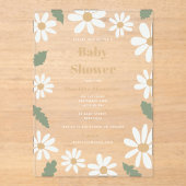 Cute Daisy Flower Baby Shower Girl Pink Acryl Uitnodigingen (Voorkant)