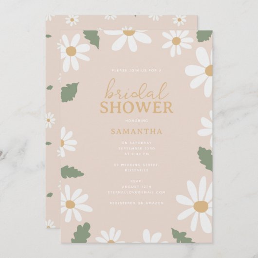 Cute Daisy Flower Bridal Shower Kaart (Voorkant / Achterkant)