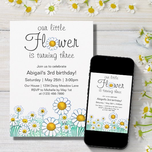 Cute Daisy Flower Fun Floral Birthday Kaart