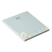 Cute Daisy Flower Modern Blauwgroen Monogram Notitieblok (Schuin)