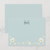 Cute Daisy Flower Modern Blauwgroen Monogram Notitiekaartje (Voorkant / Achterkant)