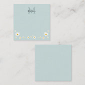Cute Daisy Flower Modern Teal Monogram Square Notitiekaartje (Voorkant / Achterkant)