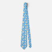 Cute Daisy Flower Pattern On A Blue Stropdas (Voorkant)