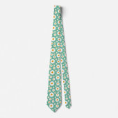 Cute Daisy Flower Pattern On A Green Stropdas (Voorkant)