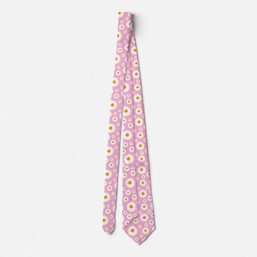 Cute Daisy Flower Pattern On A Pink Stropdas (Achterkant)