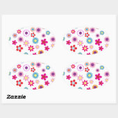 Cute Daisy Flower Pattern Ovale Sticker (Vel)