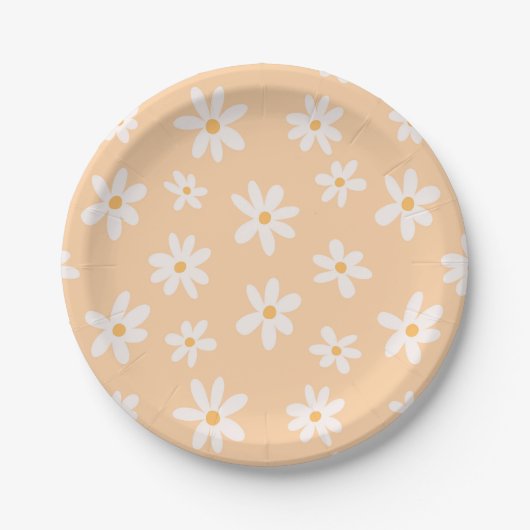Cute Daisy Flower Pattern Papieren Bordje (Voorkant)