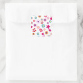 Cute Daisy Flower Pattern Vierkante Sticker (Tas)