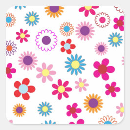 Cute Daisy Flower Pattern Vierkante Sticker
