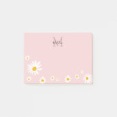 Cute Daisy Flower Pink Modern Monogram Post-it® Notes (Voorkant)