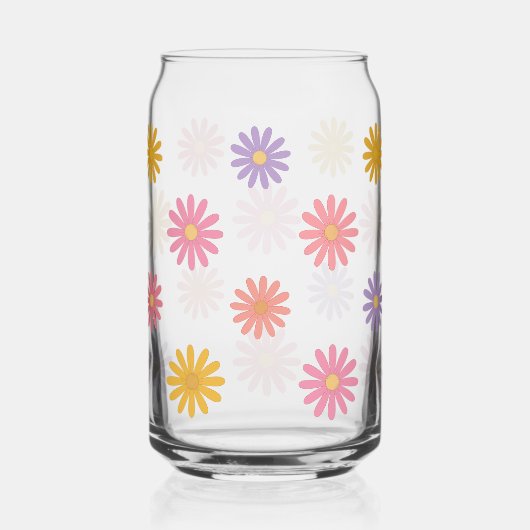Cute Daisy Flowers Blikvorm Glas (Achterkant)
