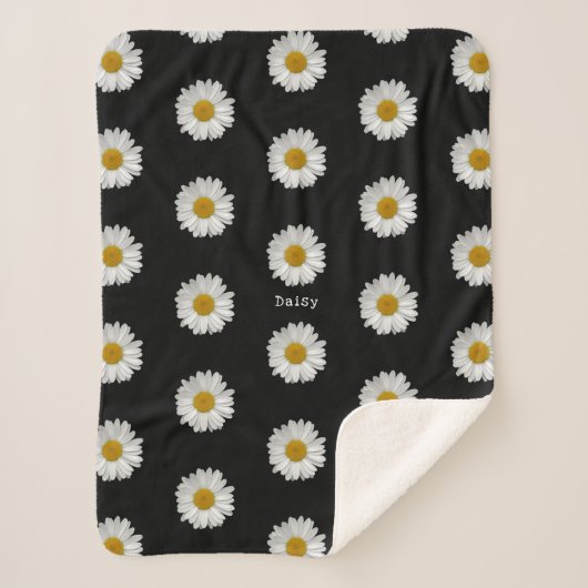 Cute Daisy Flowers met naam Sherpa Deken (Voorkant)