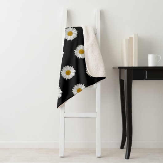 Cute Daisy Flowers met naam Sherpa Deken (In situ)