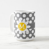 Cute Daisy op donkergrijze poka Dots Koffiemok (Voorkant links)