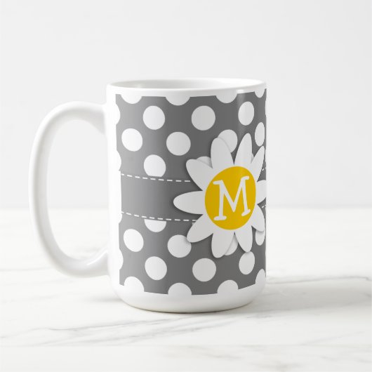 Cute Daisy op donkergrijze poka Dots Koffiemok (Links)