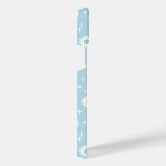 Cute Daisy Pattern– Pastel Blue Floral Aesthetic iPhone Hoesje (Rechterkant)