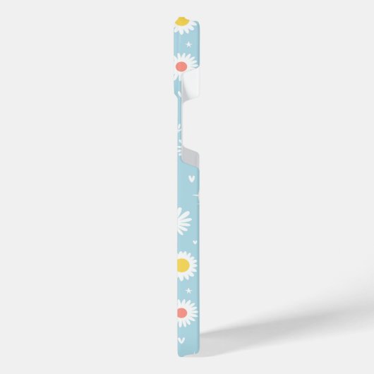 Cute Daisy Pattern– Pastel Blue Floral Aesthetic iPhone Hoesje (Linkerkant)