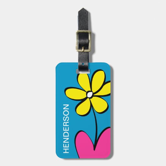 Cute Daisy Personalized Bagagelabel (Voorkant verticaal)