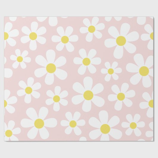 Cute Daisy Pink Cadeaupapier (Vlak)