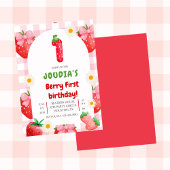 Cute Daisy Strawberries, Berry First Birthday  Kaart