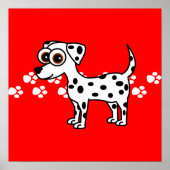 Cute Dalmatian Cartoon Pawprint Poster (Voorkant)