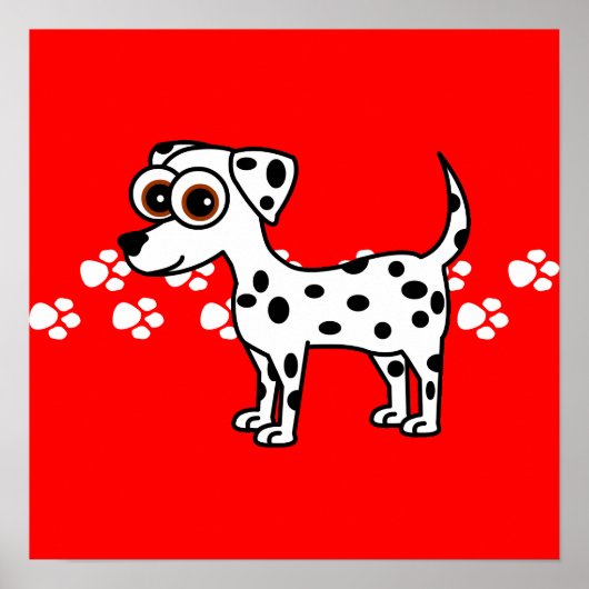 Cute Dalmatian Cartoon Pawprint Poster (Voorkant)
