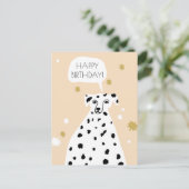 Cute Dalmatian Dog Abstract Happy Birthday Roze Briefkaart (Staand voorkant)