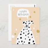 Cute Dalmatian Dog Abstract Happy Birthday Roze Briefkaart (Voorkant / Achterkant)