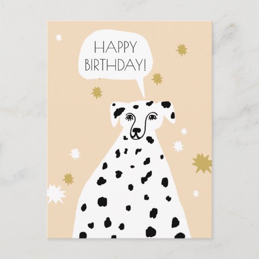 Cute Dalmatian Dog Abstract Happy Birthday Roze Briefkaart (Voorkant)
