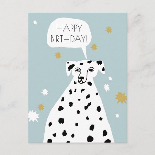 Cute Dalmatian Dog Abstracte Art Happy Birthday Briefkaart (Voorkant)