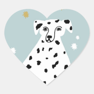 Cute Dalmatian Dog Abstracte Illustratie Art Hart Sticker