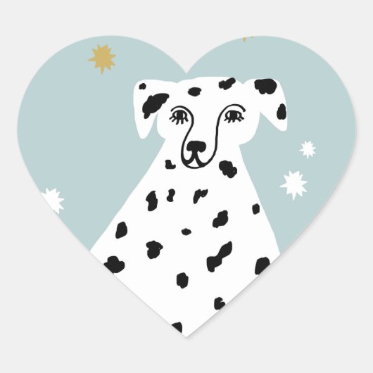 Cute Dalmatian Dog Abstracte Illustratie Art Hart Sticker (Voorkant)