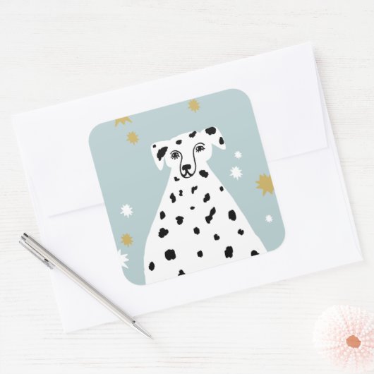Cute Dalmatian Dog Abstracte Illustratie Art Vierkante Sticker (Envelop)