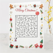 Cute Dalmatian Dog Christmas Maze Puzzle Holiday Kaart (Gele Bloem)