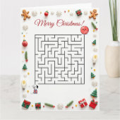 Cute Dalmatian Dog Christmas Maze Puzzle Holiday Kaart (Voorkant)