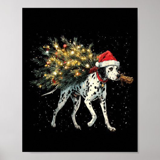 Cute Dalmatian Dog In A Christmas Tree For Men Wom Poster (Voorkant)