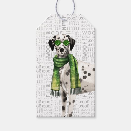 Cute Dalmatian Dog Kerstmis Cadeaulabel (Voorkant)