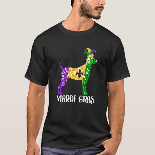 Cute Dalmatian Dog Lover Mardi Gras Party Jester M T-shirt (Voorkant)