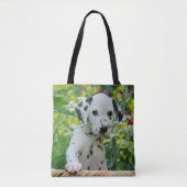 Cute Dalmatian Dog Puppy Portrait Foto - Tote Bag (Voorkant)